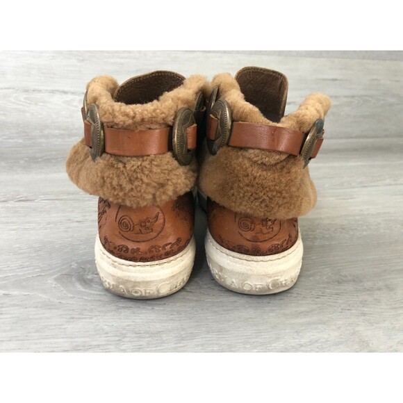 Karma of Charme Winter Boots Men Sz 37 EU Brown Leather Faux Fur Moc Toe Lace Up - Picture 3 of 7